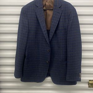 Allen Edmonds Blue Plaid Super 110s Wool Blazer Men’s